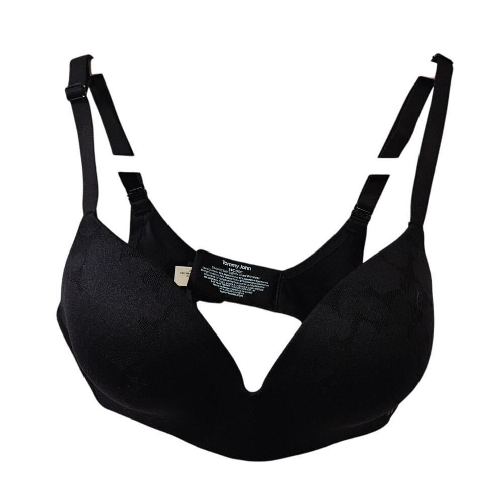 Tommy John Second Skin Wireless Bra 34C Black‎ Lightly Lined